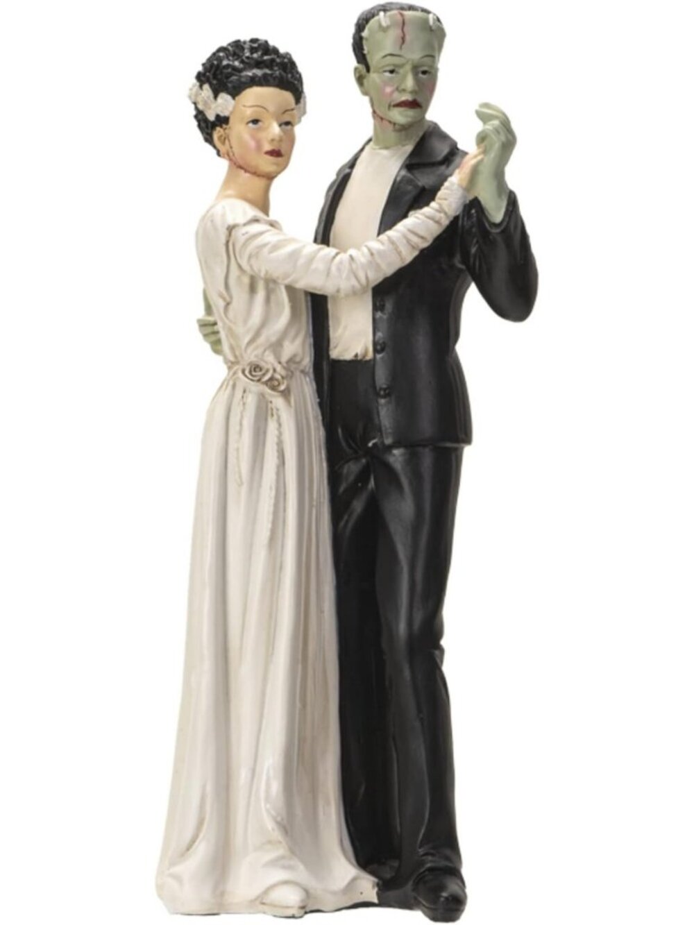 Gothic Dancing Bride & Frankenstein Figurine, Unique Collectible Statue, 12